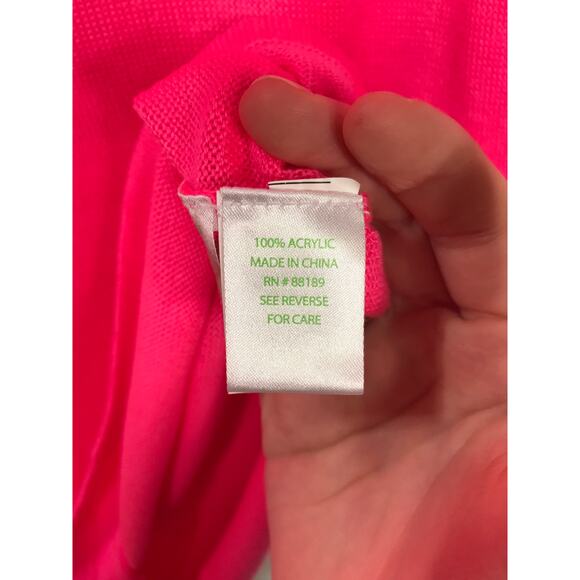 Lilly Pulitzer Rosemary Sweater Hot Pink Pearls M Preppy Resort Barbiecore - Picture 8 of 9